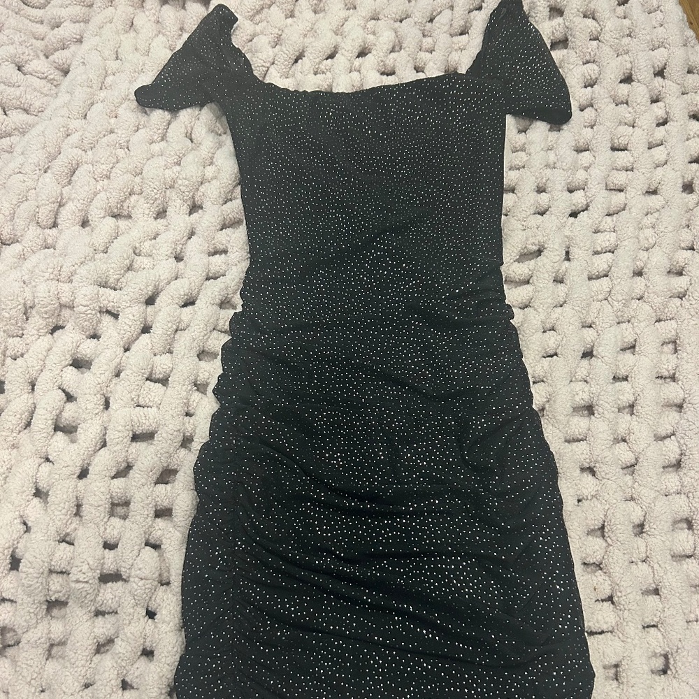 LUCY IN THE SKY black glitter dress XS